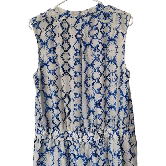 Rebecca Taylor Blue White Exclusive Tie-Dye Satin Sleeveless Short Romper Size 8 - Picture 8 of 12